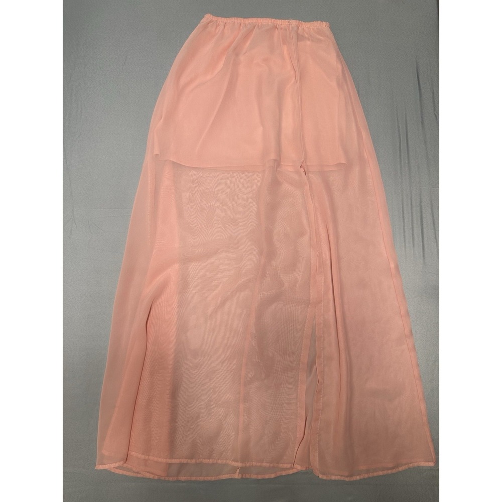 Lily‎ White Peach Mini Skirt Peach Chiffon Maxi Overlay Medium Feminine Whimsi